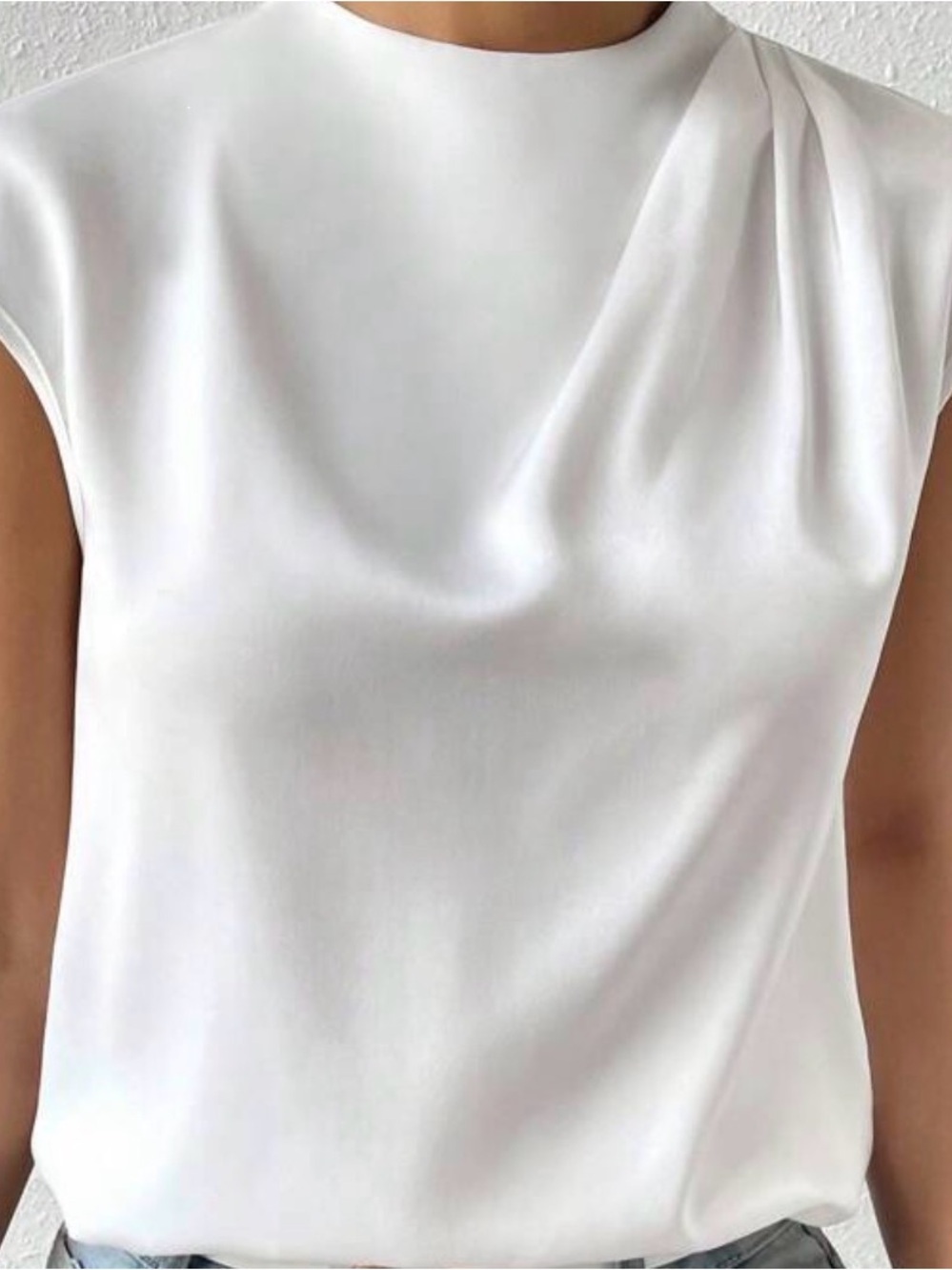 Elegant White Cap-Sleeve Women's Top
